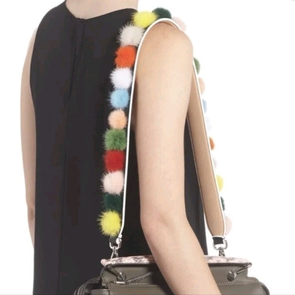 Fendi Multi Color Mink Pom Poms Strap - Picture 6 of 8